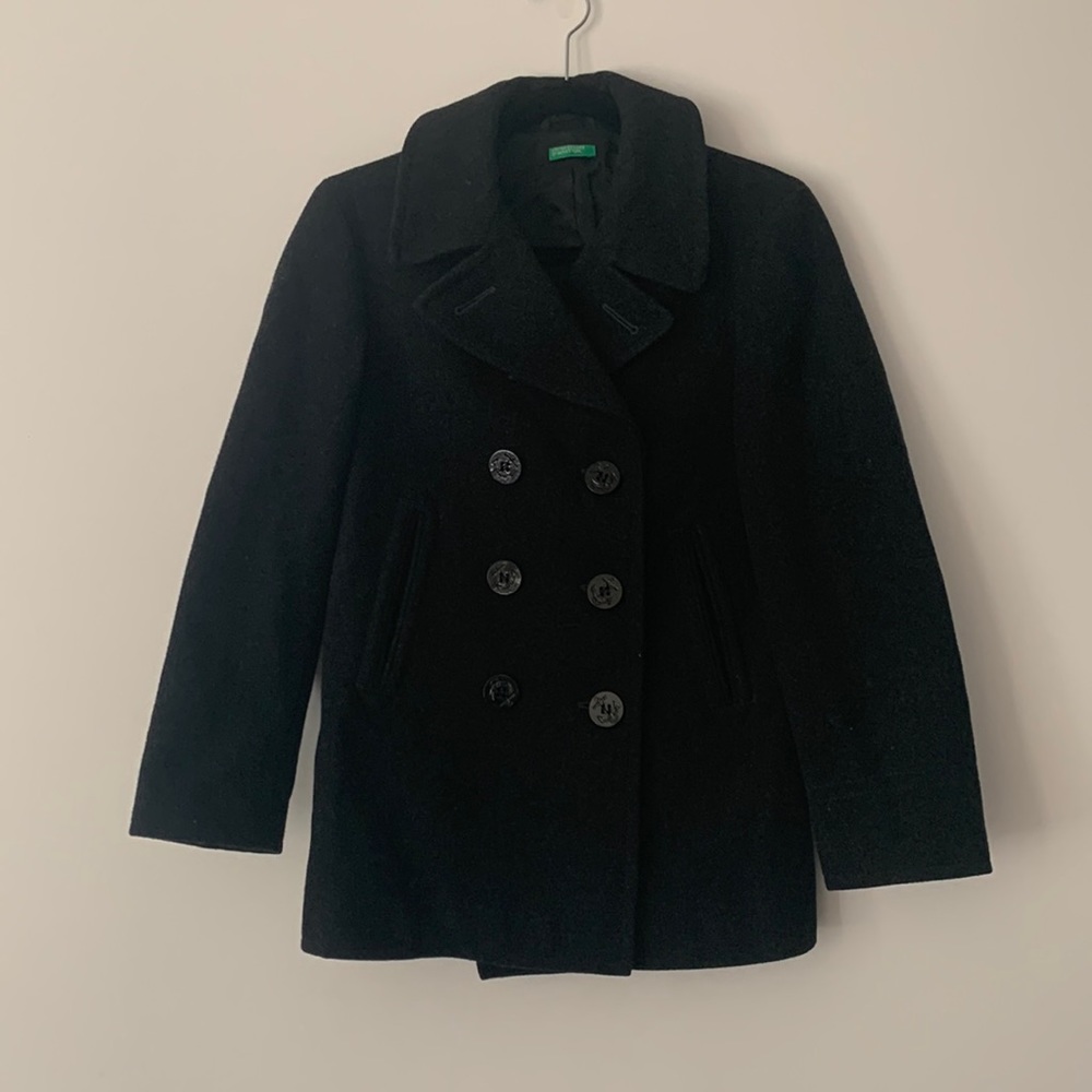 Women’s peacoat. From Benetton. Italian made. Charcoal gray. EU Size 38 / M.